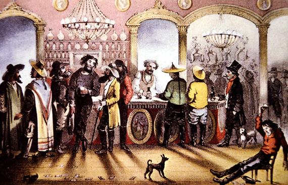 san francisco gold rush 1849. San Francisco saloon showing