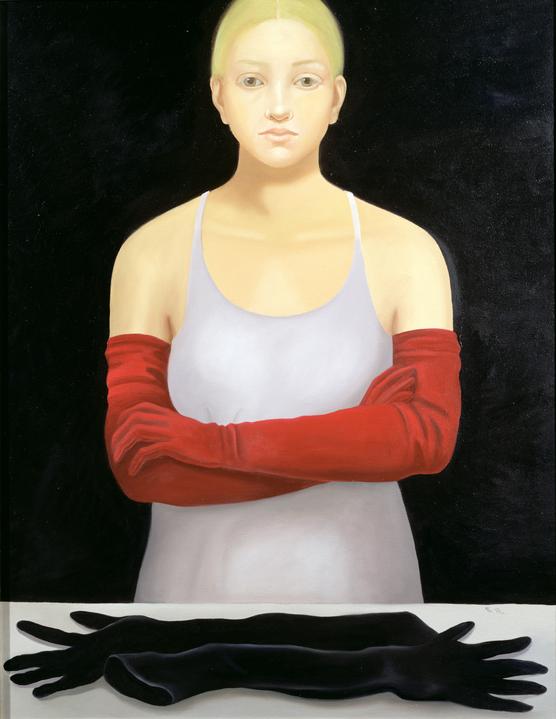 Girl With Red Gloves By Lizzie